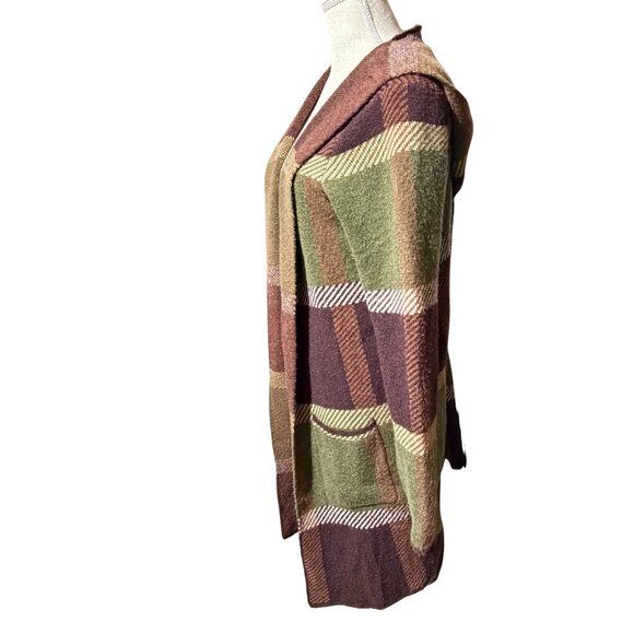 NWT Joseph A Plaid Hooded Cardigan Coat M - Picture 3 of 6